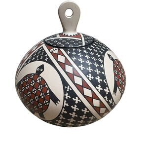 Seed Pot Turtle Fish Maya Ortiz Gerardo Ledezma Veloz Mexican Pottery Signed